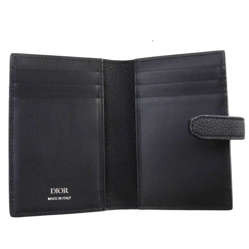 Dior 2 ken Normandie Logo Leather Card Holder Card